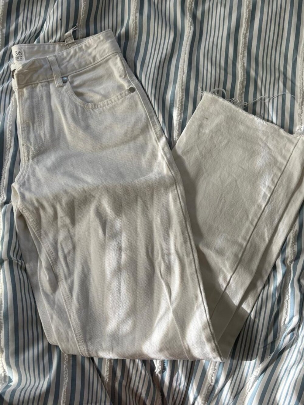 stradivarius white straight leg jeans